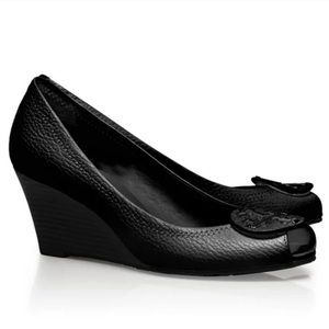 Tory Burch Sally 2 Wedge Peep Toe Pump Heel Size: 5.5